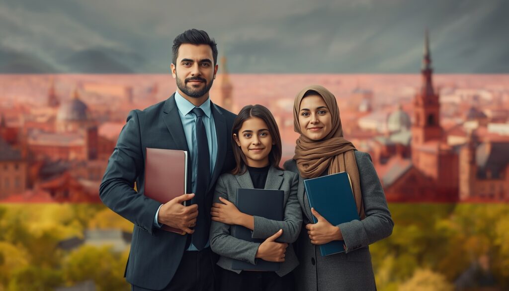 Family preparing documents to avoid family reunification visa refusal in Germany